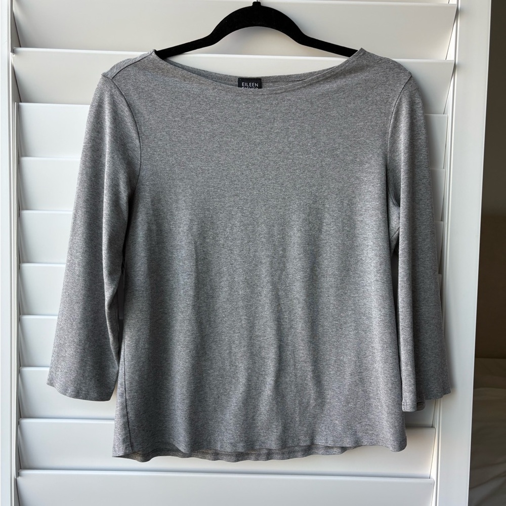 Eileen Fisher Women's 3/4 Sleeve Gray Top